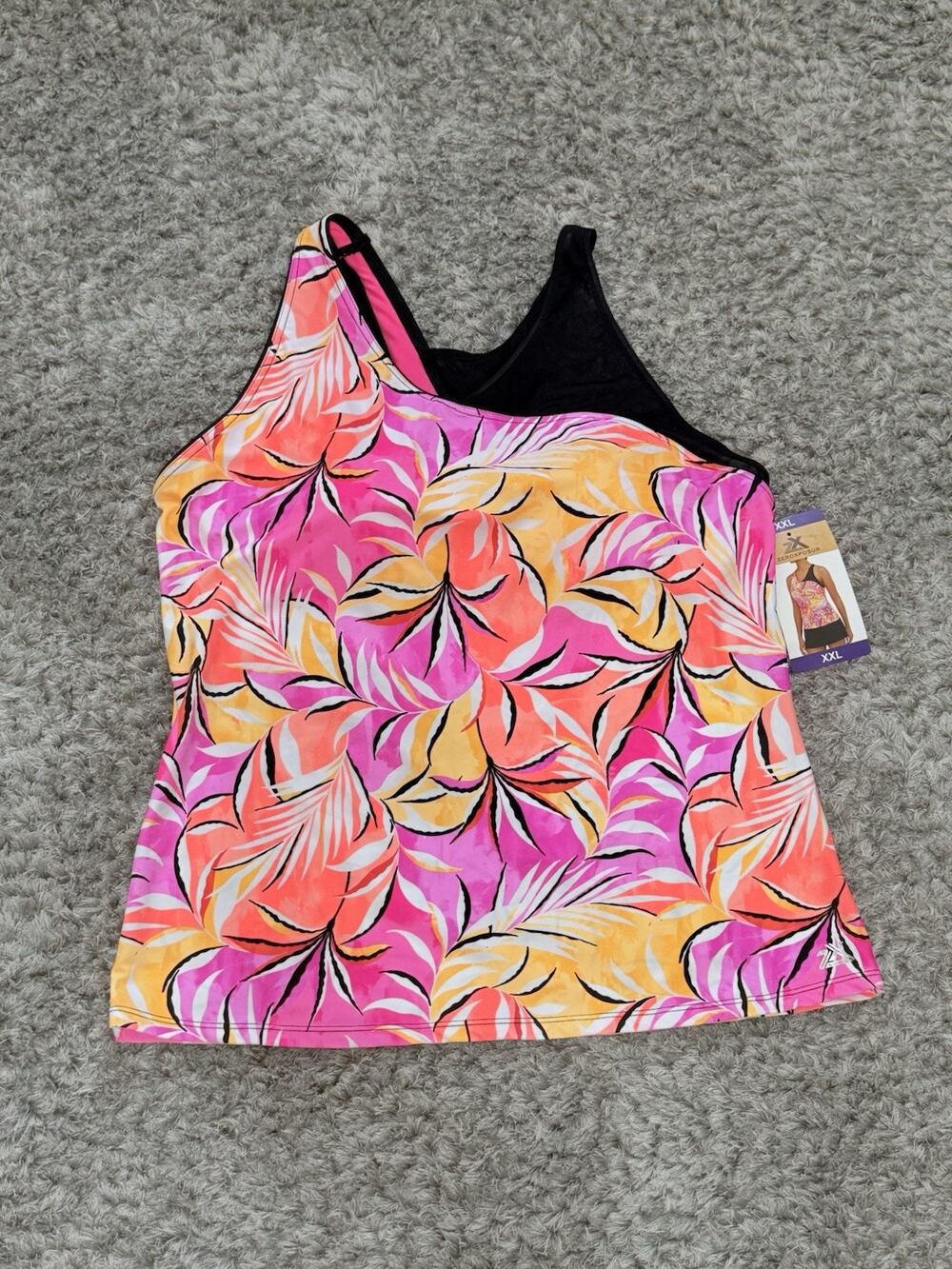 ZeroXposur Women’s Racerback Tankini Swimsuit Top Floral Size XXL NWT